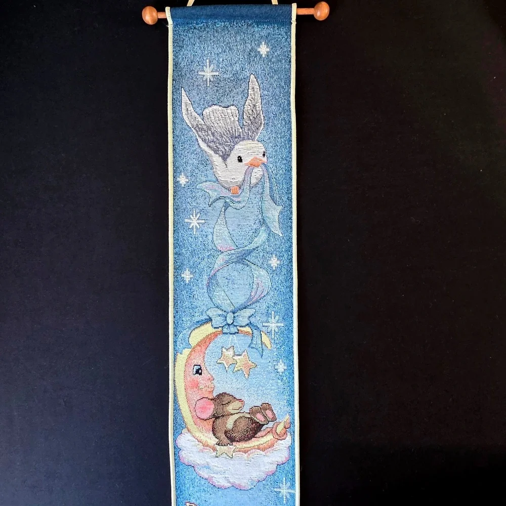 Fitz Floyd Moon Stars Dream Little Dream Bell Pull Tapestry Wall Hanging Nursery